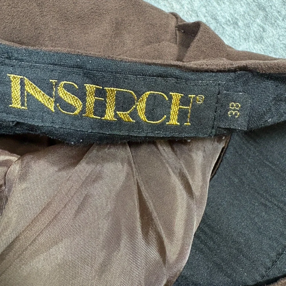 Insearch Pants Men's Size 38 Chocolate Brown Pleated Front Cuff Trouser Workwear